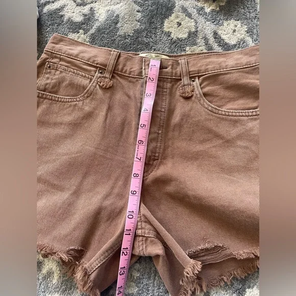 Free People Makai Cut Off Jean Shorts 27 Chocolate Brown Denim Raw Hem - Picture 8 of 11